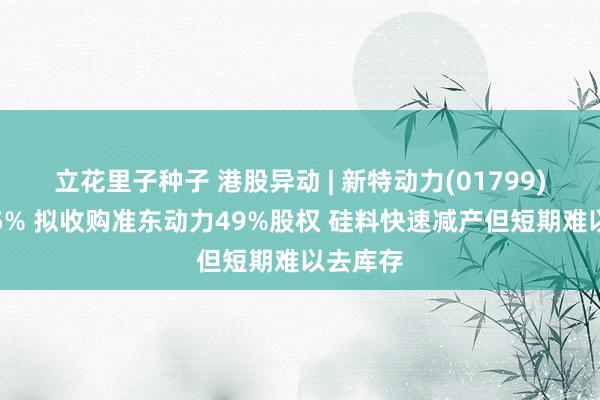 立花里子种子 港股异动 | 新特动力(01799)再跌近5% 拟收购准东动力49%股权 硅料快速减产但短期难以去库存