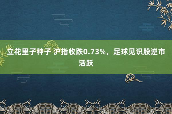 立花里子种子 沪指收跌0.73%，足球见识股逆市活跃