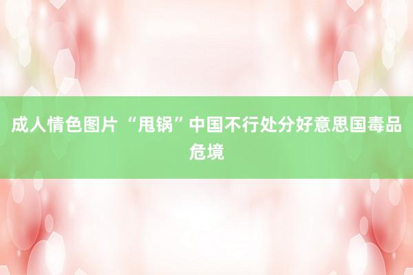 成人情色图片 “甩锅”中国不行处分好意思国毒品危境
