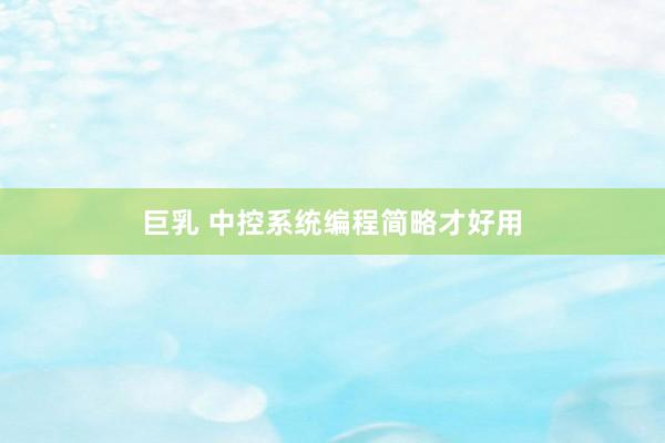 巨乳 中控系统编程简略才好用