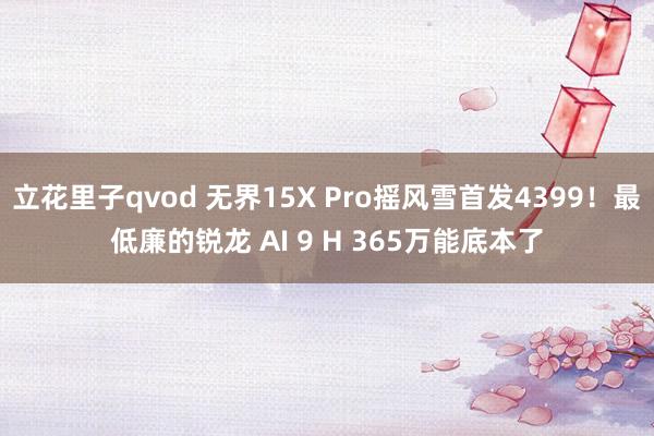 立花里子qvod 无界15X Pro摇风雪首发4399！最低廉的锐龙 AI 9 H 365万能底本了