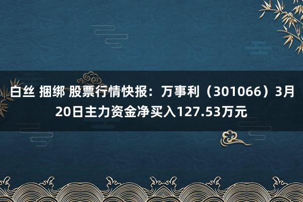 白丝 捆绑 股票行情快报：万事利（301066）3月20日主力资金净买入127.53万元
