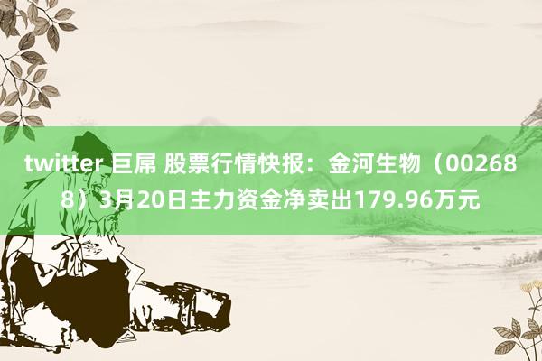 twitter 巨屌 股票行情快报：金河生物（002688）3月20日主力资金净卖出179.96万元