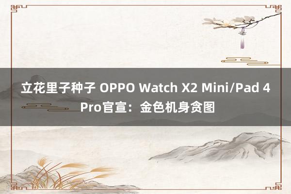 立花里子种子 OPPO Watch X2 Mini/Pad 4 Pro官宣：金色机身贪图