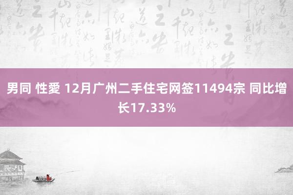 男同 性愛 12月广州二手住宅网签11494宗 同比增长17.33%