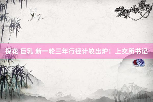探花 巨乳 新一轮三年行径计较出炉！上交所书记