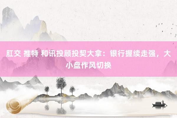 肛交 推特 和讯投顾投契大拿：银行握续走强，大小盘作风切换
