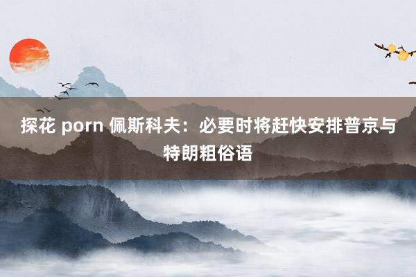 探花 porn 佩斯科夫：必要时将赶快安排普京与特朗粗俗语
