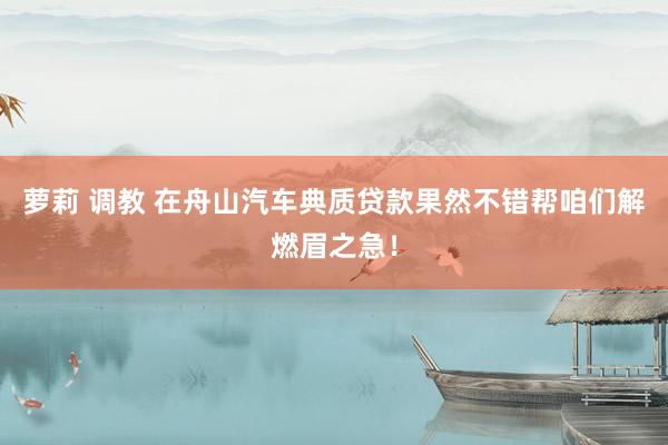萝莉 调教 在舟山汽车典质贷款果然不错帮咱们解燃眉之急！
