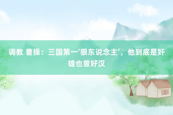 调教 曹操：三国第一‘狠东说念主’，他到底是奸雄也曾好汉