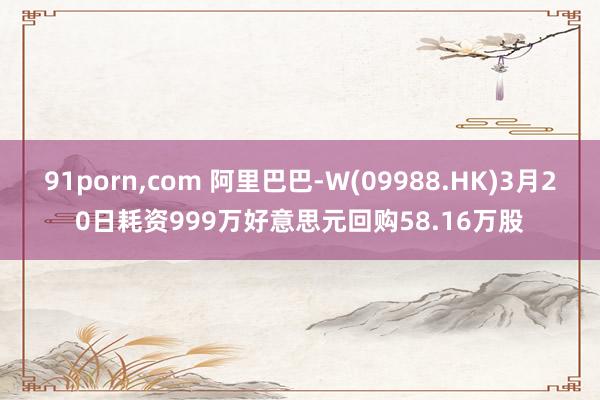 91porn,com 阿里巴巴-W(09988.HK)3月20日耗资999万好意思元回购58.16万股