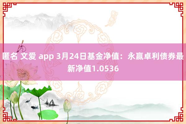 匿名 文爱 app 3月24日基金净值：永赢卓利债券最新净值1.0536