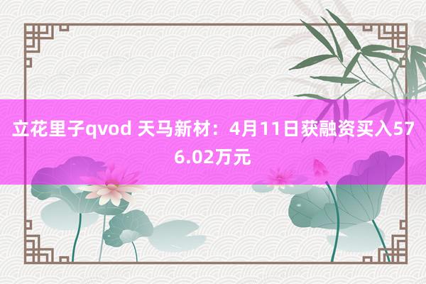 立花里子qvod 天马新材：4月11日获融资买入576.02万元