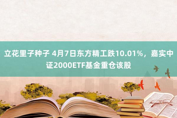 立花里子种子 4月7日东方精工跌10.01%，嘉实中证2000ETF基金重仓该股