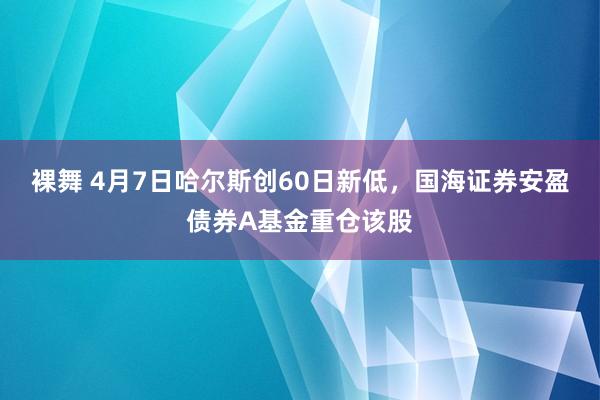 裸舞 4月7日哈尔斯创60日新低，国海证券安盈债券A基金重仓该股