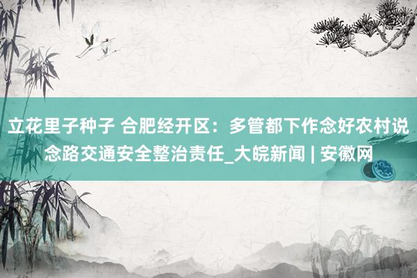 立花里子种子 合肥经开区：多管都下作念好农村说念路交通安全整治责任_大皖新闻 | 安徽网