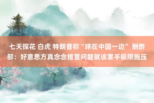 七天探花 白虎 特朗普称“球在中国一边” 酬酢部：好意思方真念念措置问题就该罢手极限施压