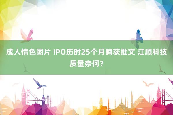 成人情色图片 IPO历时25个月晦获批文 江顺科技质量奈何？