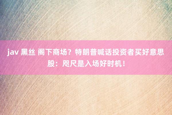 jav 黑丝 阁下商场？特朗普喊话投资者买好意思股：咫尺是入场好时机！