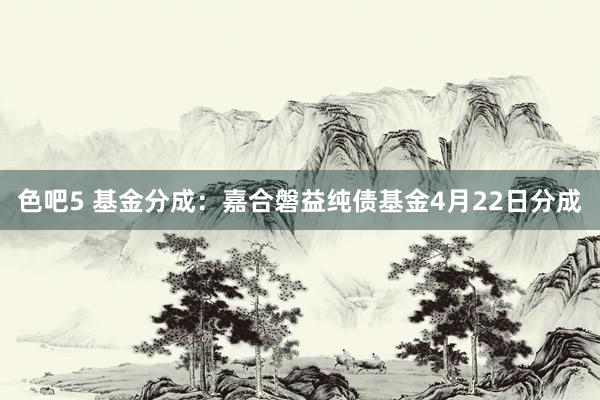 色吧5 基金分成：嘉合磐益纯债基金4月22日分成